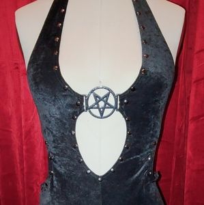 Killstar Soldout Mithra Goth Witchy Western Studded Cut out Flared Jumpsuit XS
